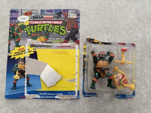 Teenage Mutant Ninja Turtles Head Droppin' Mike Vintage Complete! FRESH OFF CARD