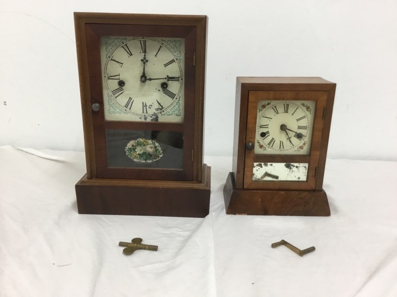 Antique Seth Thomas Mantle Clocks, Wood, Hand Painted, Works, With Key, (PAT03)
