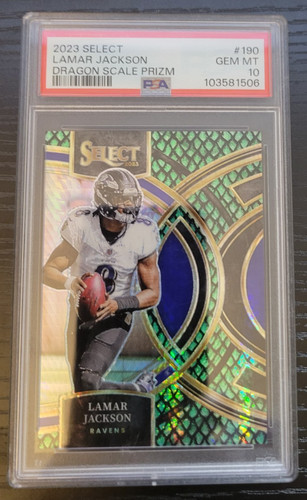 2023 Select Football -Premier -Dragon Scale Prizm- Lamar Jackson 52/70 PSA 10