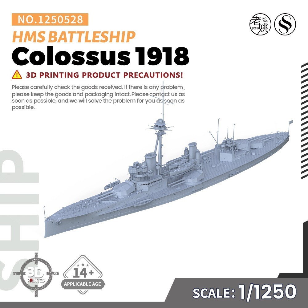 1/1250 HMS Colossus 1918 Battleship Military Model Kit