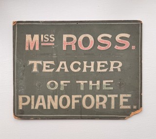 Antique Vintage c1900s Miss Ross Pianoforte Teacher Advertising Sign Not Enamel