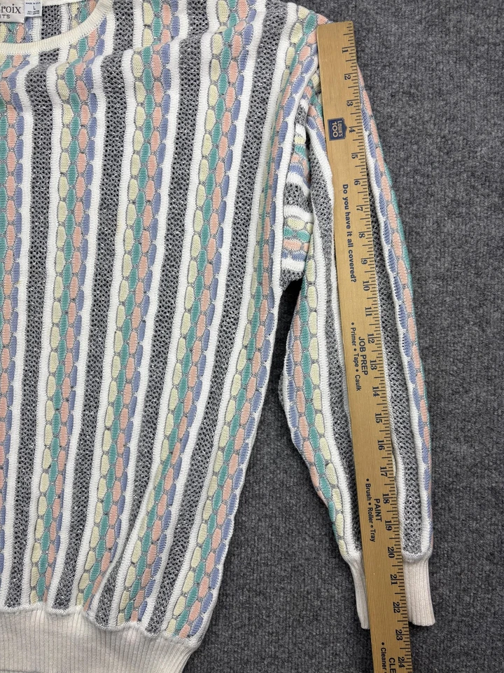 Vintage St. Croix Knits Sweater Mens Large Pastel 3D Knit Crewneck Made USA 90s - Image 3 of 4