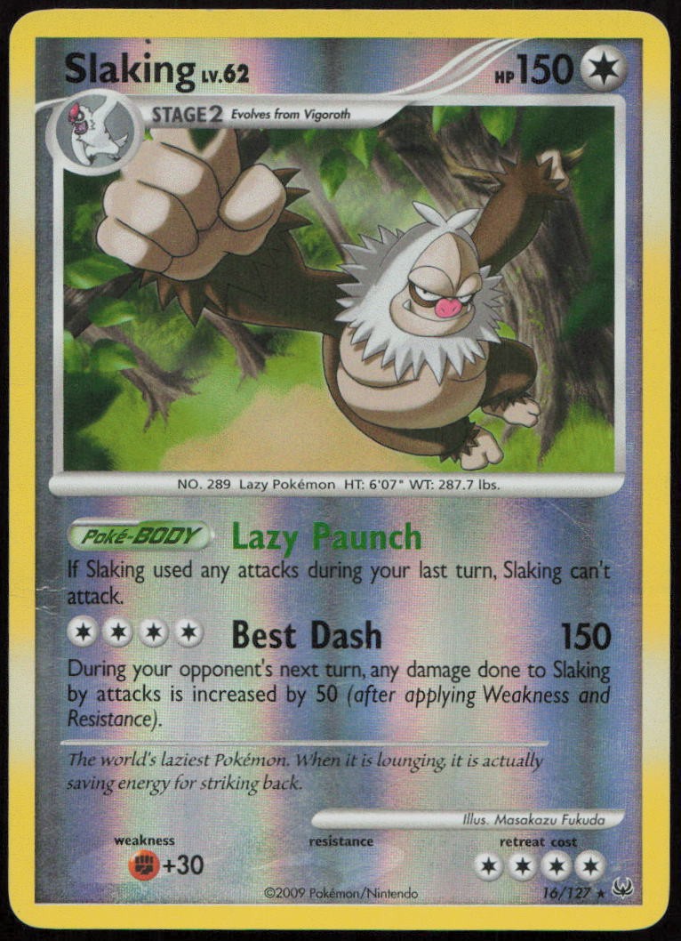 Slaking 16/127 MP Platinum Rare Reverse Holo Pokemon