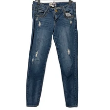 Juniors Jolt Distressed Medium Wash Skinny Jeans