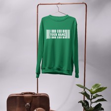 Personalised Custom Name Printed Sweatshirt Barcode Funny Gift
