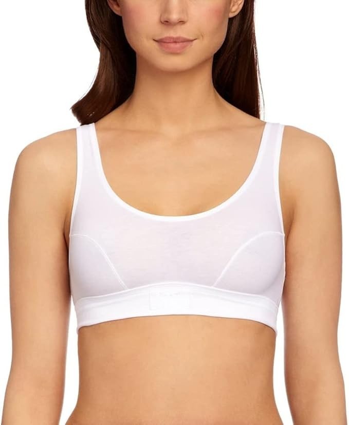 Sloggi Double Comfort Soft Bra Bralette Crop Top WHITE 95% Cotton Size 32 BNIB