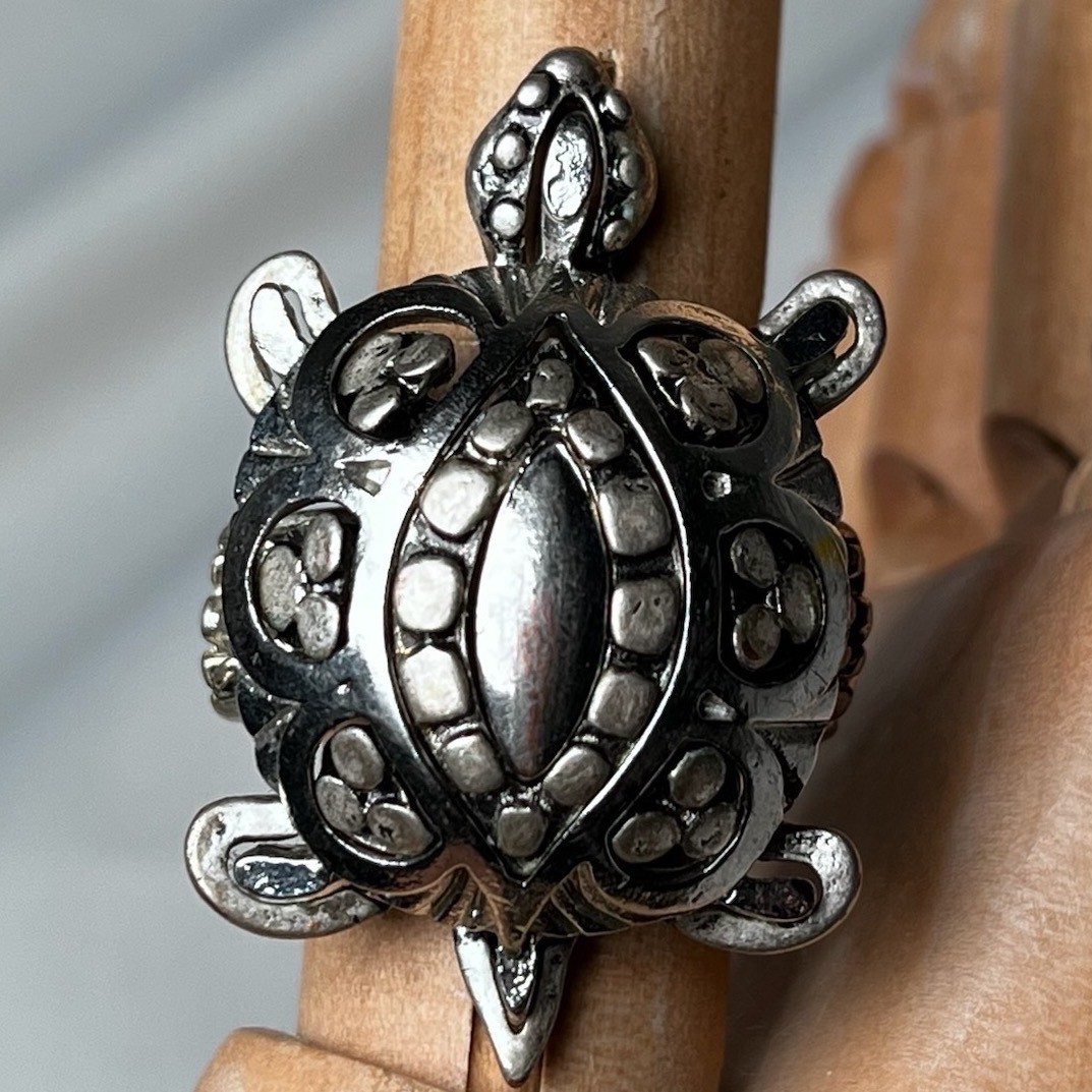 Chico's Sterling Silver Turtle Ring Adjustable St… - image 1