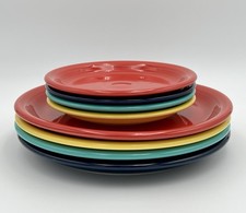 Fiesta Ware Dinner  Salad Plates Set of 8  HLC USA  Multicolor