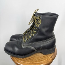 Vtg Plainsman Unicor Black Lace Up Work Boots Men’s Size 8.5 EEE Wide Steel Toe