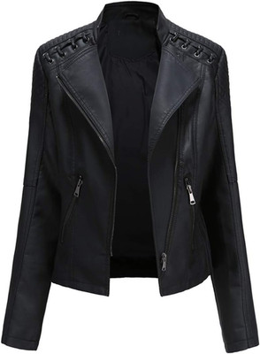 YYNUDA - Damen Kunstlederjacke, elegant, mit Reißverschluss, für Biker, C
