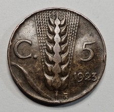 1923R Italy 5 Five Centesimi - Italian Coin - Bronze - World Coin - Europe