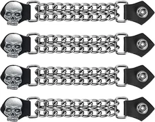 Dream Apparel Faux Leather Motorcycle Vest Extender for Small-Medium, Skull 