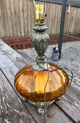 Hollywood Regency Vintage Brass Table Lamps Pair