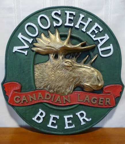Vtg Moosehead Canadian Lager Beer Plastic 3D Advertisement AD Sign 14" Man Cave