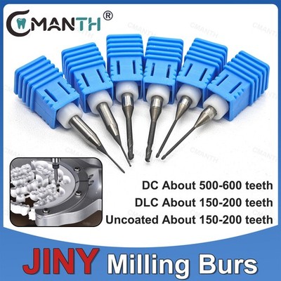 JINY Dental Milling Bur DC DLC NC Diamond Coated Head Dia.0.6/1.0/2.0mm Cutters