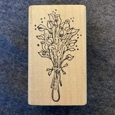 Vintage Rose Floral Bouquet Wood Mounted Rubber Stamp