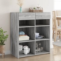Sideboard Grau Sonoma 80X42,5X93 Cm Eiche Nachbildung Holzwerkstoff