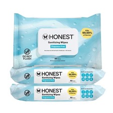 The Honest Company Fragrance-Free Sanitizing 50 Count Pack of 3 , white