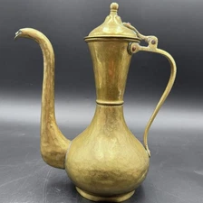 Russian Imperial Brass Tea Pot Hammered Stamped АВЬТУЛЬ Double Head Eagle READ