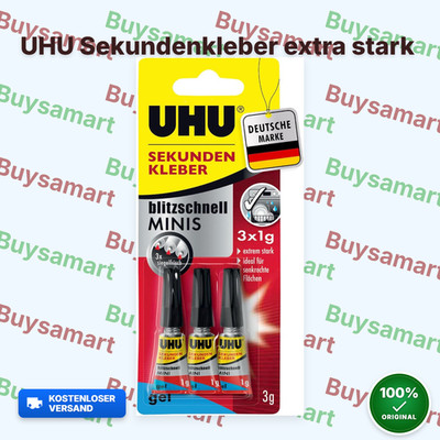 UHU Sekundenkleber extra stark Gel 3x1g Mini Tuben Set Superkleber Sekundenklebe
