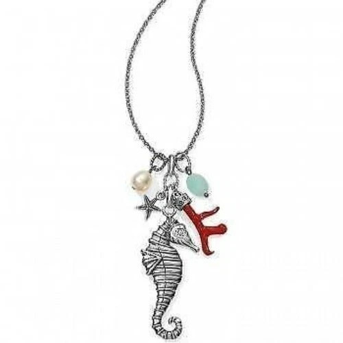 NWT Brighton Under the Sea Seahorse Silver, Pearl ,Red Convertible Necklace $98