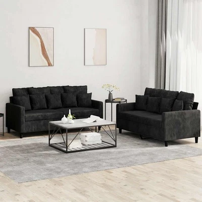 Ensemble de Canapés avec Coussins Sièges Salon 2 pcs Marron Velours vidaXL - Photo 1/4
