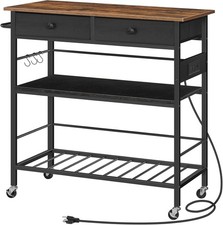 Rolling Island Cart with Drawers and Storage