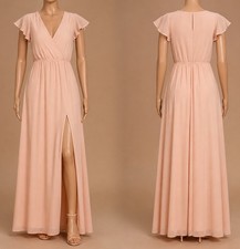 Lulus Lost in the Moment Sheer Maxi Dress Womens Blush Pink Lined Surplice Neck