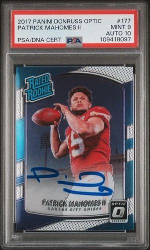 2017 Donruss Optic Patrick Mahomes II RC #177 Rated Rookie Auto PSA 9/10 🔥
