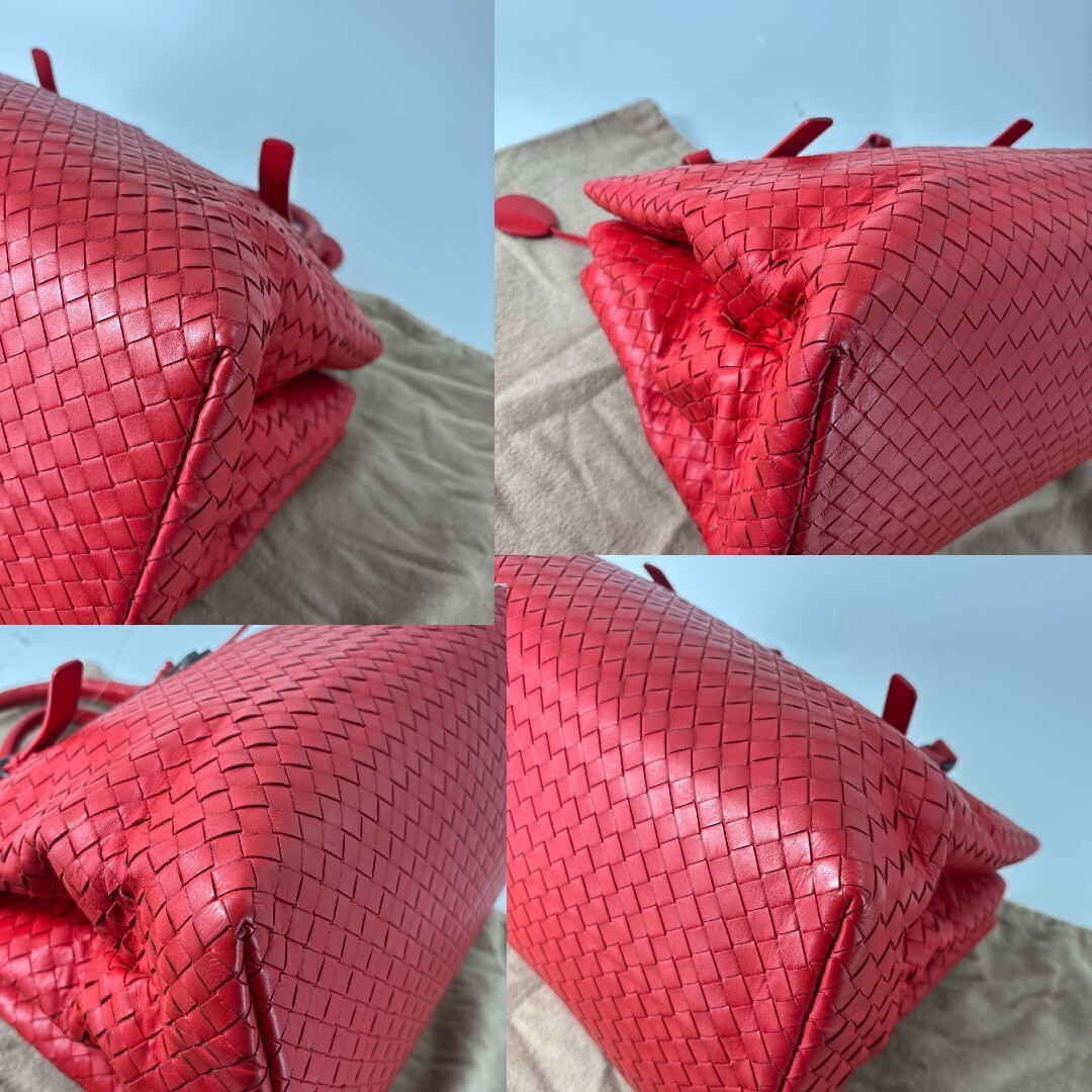 Bottega Veneta Intrecciato Rome Handbag Red Leather Used thumbnail 8