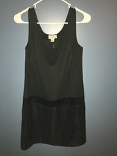 NWT $89 Ann Taylor LOFT Sz 4 Black Sleeveless Sequin Drop Waist Dress Cocktail