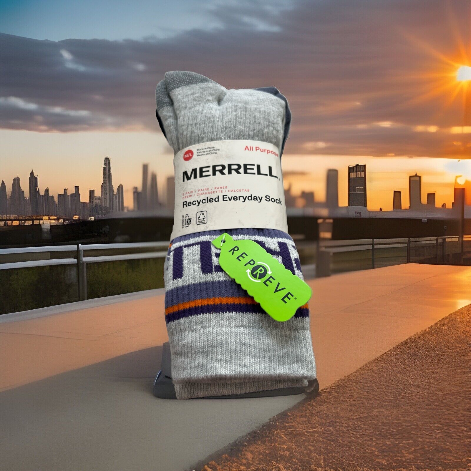 Merrell Crew Socks 3 Pairs Men's US 9 12 M Cushioned. Multicolor. New with tags.-image