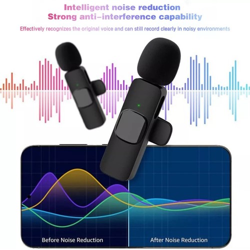 Wireless Lavalier Microphone Audio Video Recording Mini Mic For Android iPhone - Picture 3 of 11