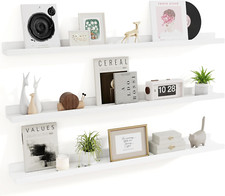 Picture Ledge Shelf, 48 Inch Solid Wood Floating Shelves with Lip for Wall Stora