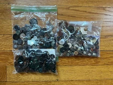 VINTAGE LOT OF BUTTONS GROUPED BY COLOR BLACK BROWN GRAY
