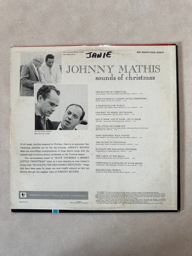 Johnny Mathis - Sounds Of Christmas -1963 Mercury MG 20837 vinyl LP - HALLELUJAH - Picture 2 of 4