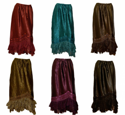 FREESIZE BOHO HIPPIE ZERKLEINERTER KUNST INDISCHE SEIDE BLUMEN SPITZENSAUM ROCK GRÖSSE 8 - 18