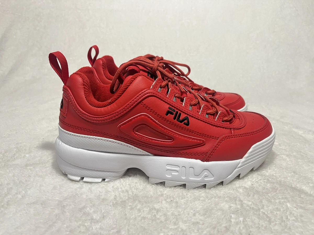 FILA DISRUPTOR 2 PREMIUM LEATHER SNEAKERS RED WHITE 5FM00540 602