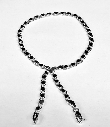 14k White Gold 7" Mirror HEART Chain Link Bracelet 3 mm 3 grams - Picture 4 of 12