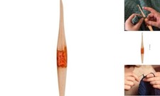 Ommi Ergonomic Handle Crochet Hooks  5.5 mm Steam Beech Wood  Orange Resin