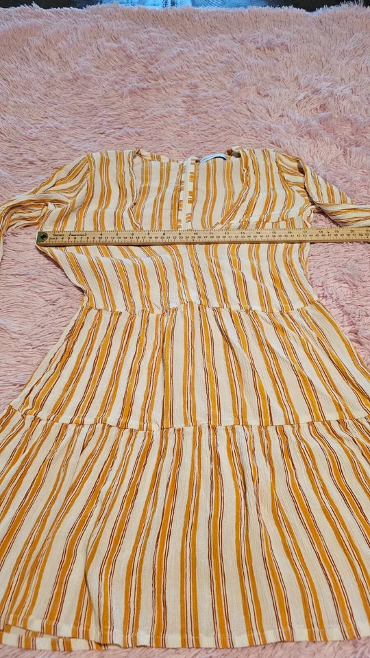 FAITHFULL THE BRAND 女式黄色 Azure 条纹长袖 Gallion 连衣裙 S 码 — 第 3/4 张图片