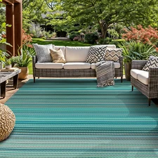 Contemporary Stripe Reversible Crease-Free Waterproof Premium Recycled Plastic O