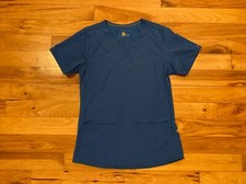 Carhartt Force V Neck Scrub Top Medical Blue Pockets Adult Size Small Unisex