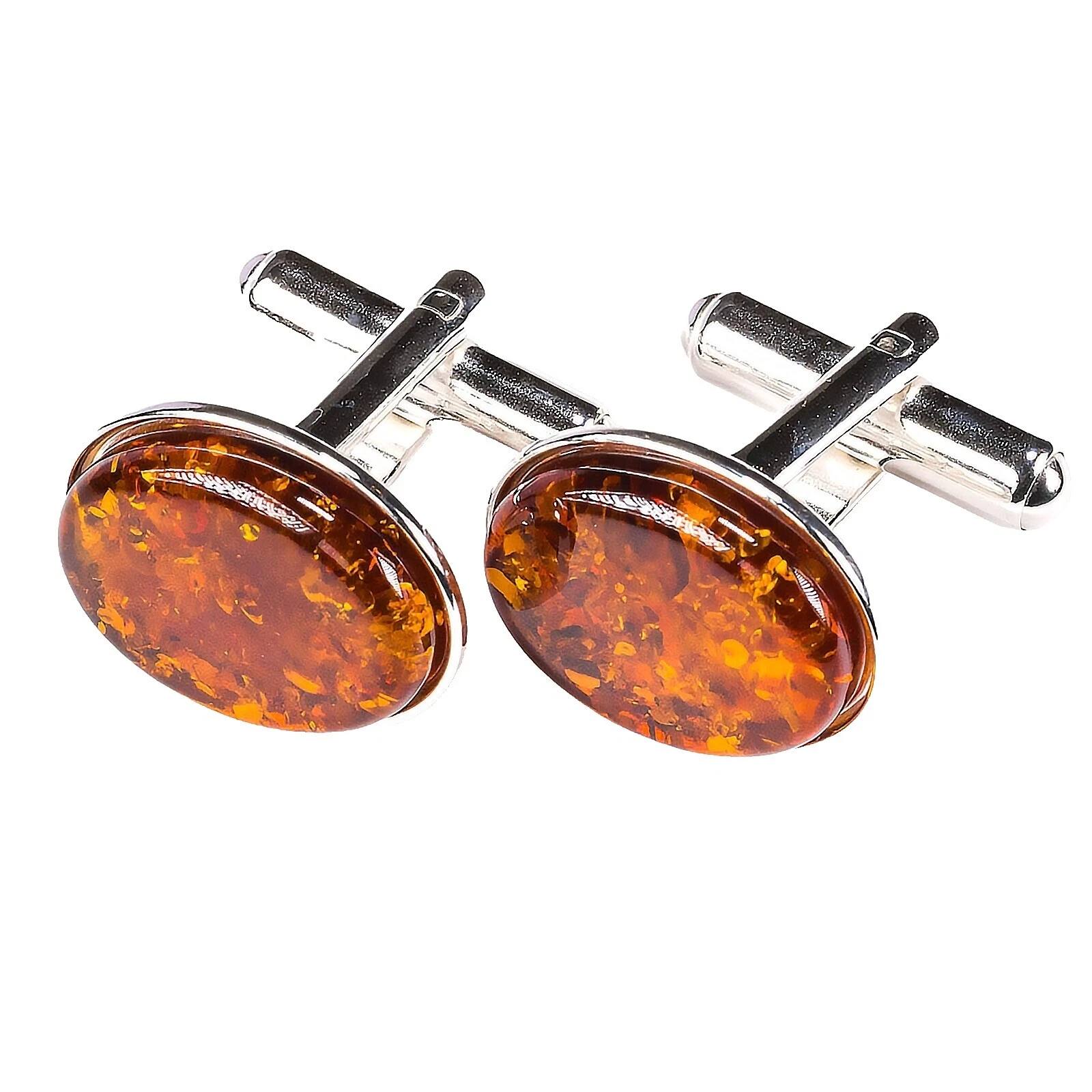 Gemelos ámbar Plata Esterlina Marrón para Hombres