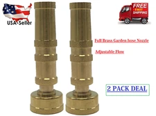Solid Brass Garden Spray Nozzle 4" Adjustable Twist Water Hose USA Stock 2 PACK