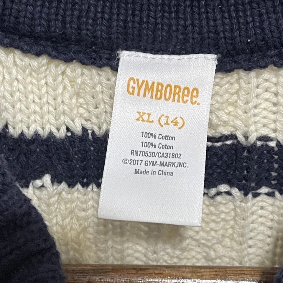 Gymboree Youth Button Front Cardigan Size XL Striped Cable Knit Classic Coastal - Image 4 of 4