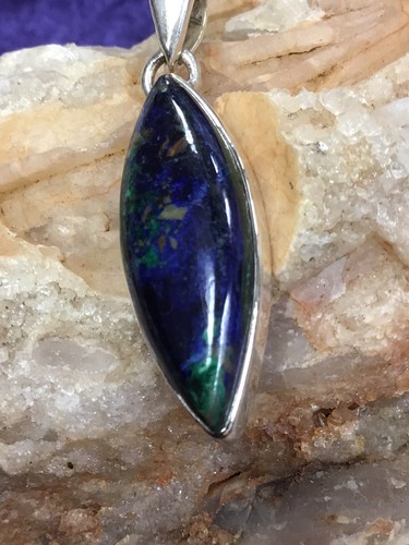 Magnificent Azurite Pendant In Sterling Silver - Picture 4 of 12
