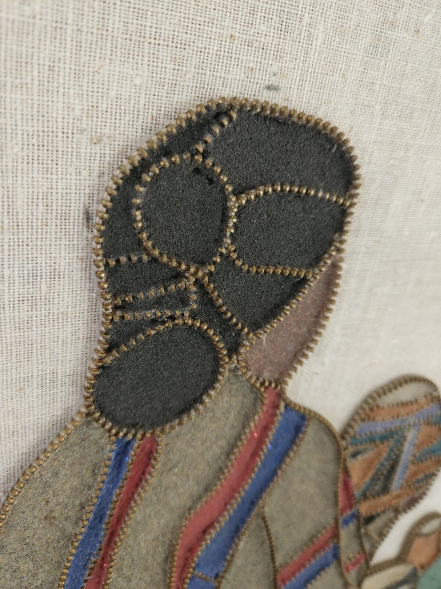 Vintage Sand Zipper Art Native American Woman Pottery Art