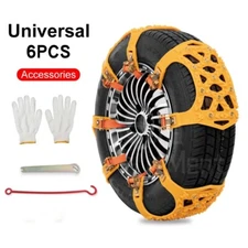 6 Pcs Tire Snow Chains For Car, Truck, SUV Anti-skid Emergency Winter Universal