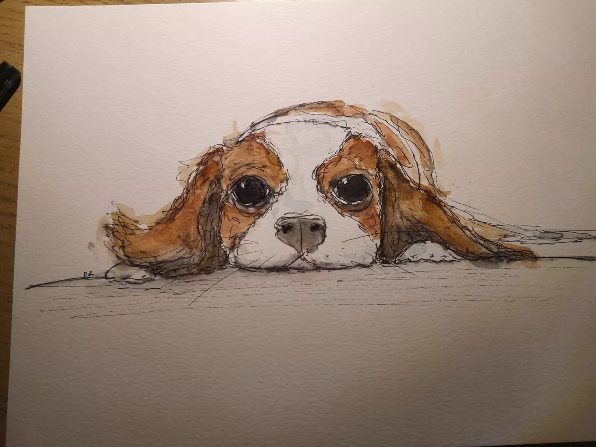 Cavalier king hotsell charles spaniel painting